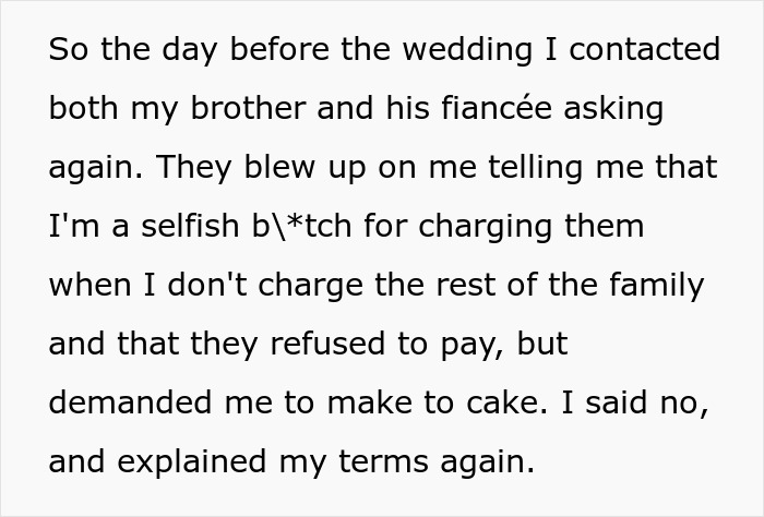 Brother Left Without Wedding Cake Because Sister Wouldn&rsquo;t Do It For Free After He Promised To Pay $400