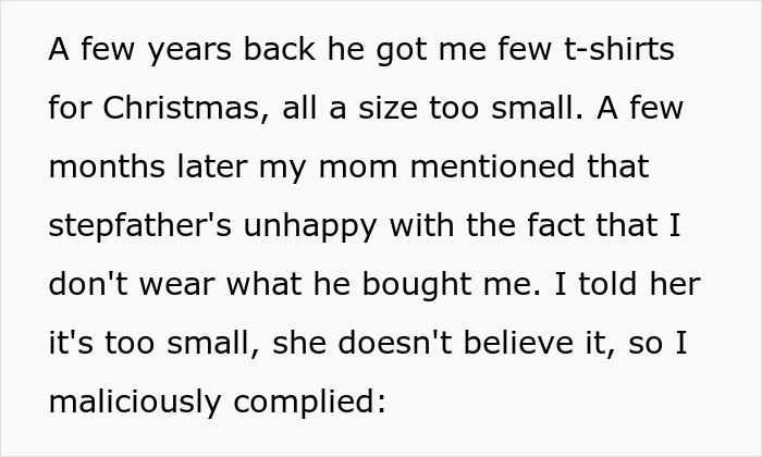 Man Complains Stepson Never Wears The Clothes He Buys Him Despite Him Saying They're Always Too Small, So Stepson Surprises Him On His Birthday Man Complains Stepson Never Wears The Clothes He Buys Him Despite Him Saying They're Always Too Small, So Stepson Surprises Him On His Birthday