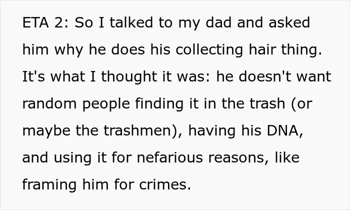 Dad Finds Daughter's Hair In The Trash Instead Of In A Designated Drawer, Gets Upset She's Putting Herself In Danger