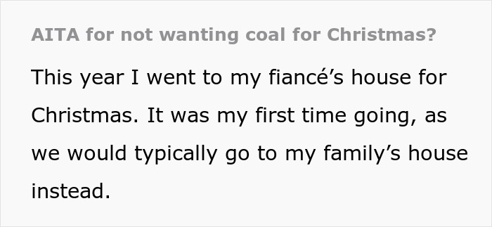 Person Goes To Celebrate Christmas With Fianc&eacute;'s Family For The First Time, Loses It After Getting 18 Pieces Of Coal As Gifts