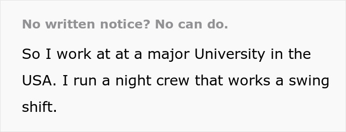 &ldquo;No One Thinks About The Night Crew&rdquo;: Worker Who Starts Shift At 4 PM Finds A Way To Maliciously Comply And Not Attend 10 AM Meetings