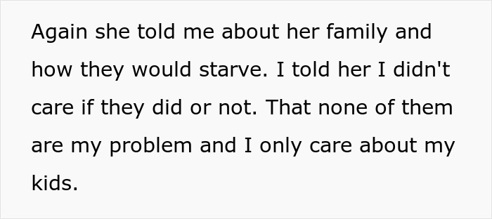 &ldquo;AITA For Telling My Ex-Wife I Don&rsquo;t Care If She And Her Family Starve, That I Am Just Responsible For Our Sons?&rdquo;