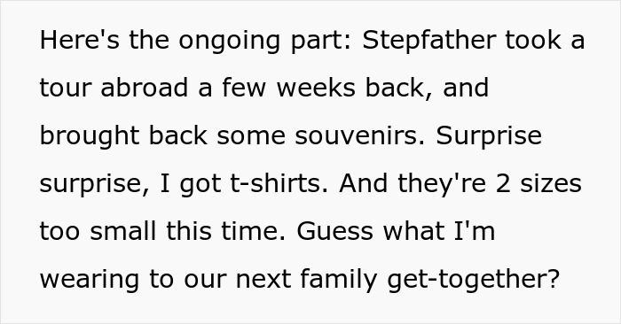 Man Complains Stepson Never Wears The Clothes He Buys Him Despite Him Saying They're Always Too Small, So Stepson Surprises Him On His Birthday Man Complains Stepson Never Wears The Clothes He Buys Him Despite Him Saying They're Always Too Small, So Stepson Surprises Him On His Birthday