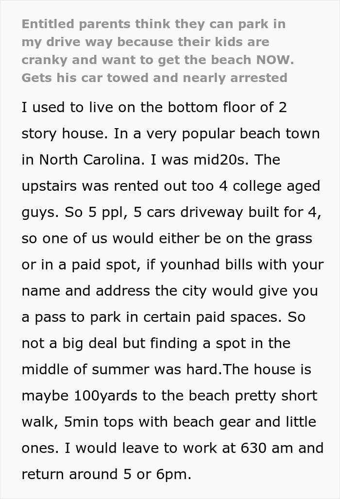 Entitled Parents Throw A Scene After Parking In This Guy's Driveway, Call The Cops On Him, Get Themselves Towed And Nearly Arrested Instead