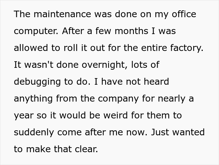 "The Factory Chief Laughed In My Face": Employee Takes Important System They Created With Them When They're Fired "The Factory Chief Laughed In My Face": Employee Takes Important System They Created With Them When They're Fired