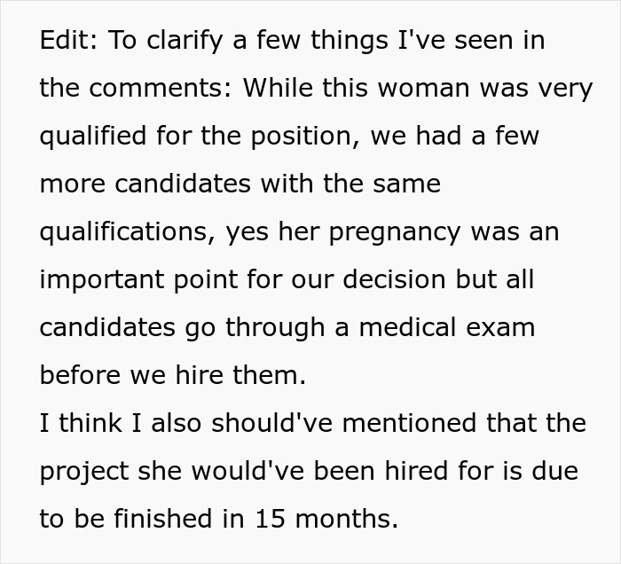 "The Decision Is Perfectly Legal": HR Rejects Candidate Because She's 7 Months Pregnant