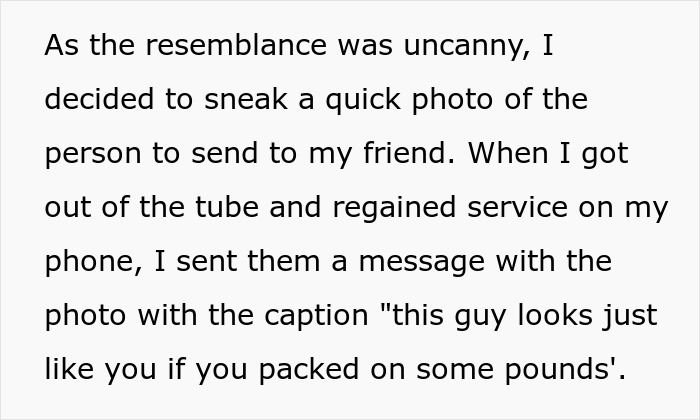 Guy Sends Friend A Pic Of Their Heavier Doppelganger On The Tube, Only To Find Out It's Actually Them