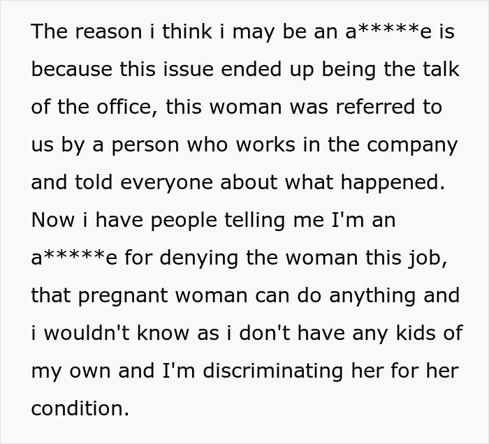 "The Decision Is Perfectly Legal": HR Rejects Candidate Because She's 7 Months Pregnant