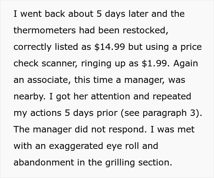 Customer Goes Out Of Their Way To Show Staff Their Grill Thermometers Are Wrongly Priced, They Don&rsquo;t Care, Customer Ends Up Making $650