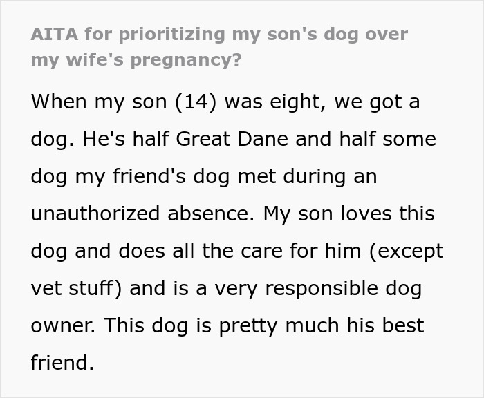 Wife Says Husband Is Prioritizing The Dog Over Her Pregnancy After He Refuses To Get Rid Of It And Break His Son's Heart