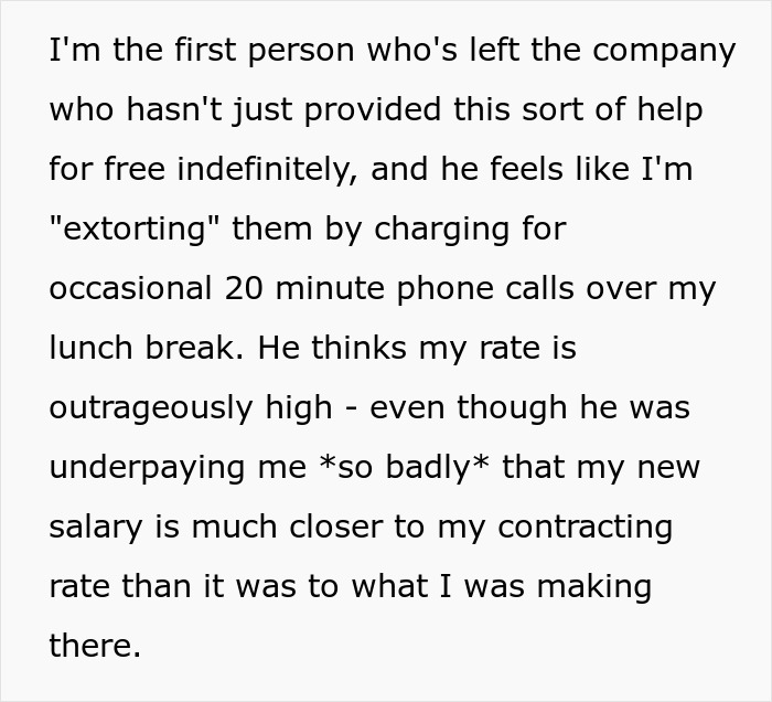 Employee Quits And Charges 3 Times His Salary To Answer Any Questions, Ex-Boss Is Furious
