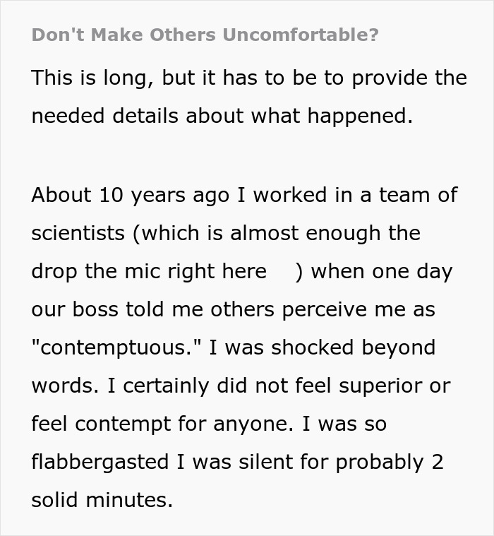 Employee Has No Clue What They Did To Make Others See Them As &ldquo;Contemptuous&rdquo;, Boss Insists On It Without Explanation, So They Go Silent And Losses Ensue