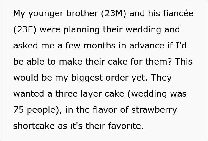 Brother Left Without Wedding Cake Because Sister Wouldn&rsquo;t Do It For Free After He Promised To Pay $400