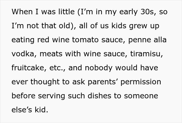 Mom Livid At Finding Out Colleague's Pasta Sauce Recipe Contained Wine As She Served It While Babysitting Her 8 Y.O. Kid Mom Livid At Finding Out Colleague's Pasta Sauce Recipe Contained Wine As She Served It While Babysitting Her 8 Y.O. Kid