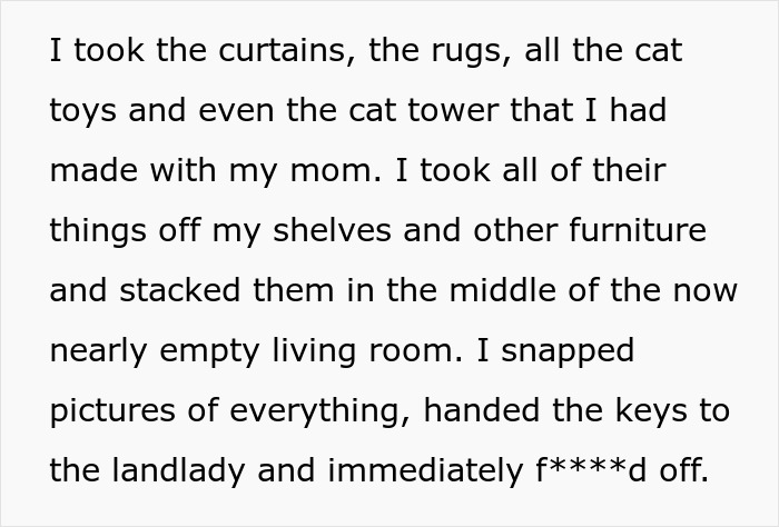 Woman Takes Everything She Owns From The House When Moving Out To Get Back At Mean Roommates Who Were Plotting To Drive Her Out