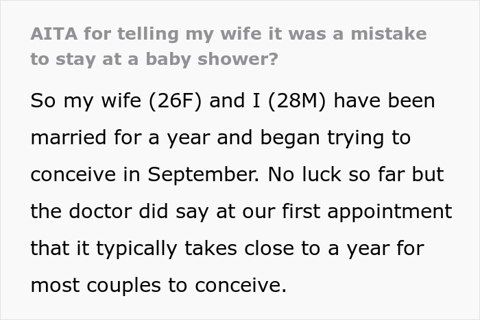 Man Asks If He's A Jerk For Calling Out Wife After She Ruined Her Friend's Baby Shower Man Asks If He's A Jerk For Calling Out Wife After She Ruined Her Friend's Baby Shower