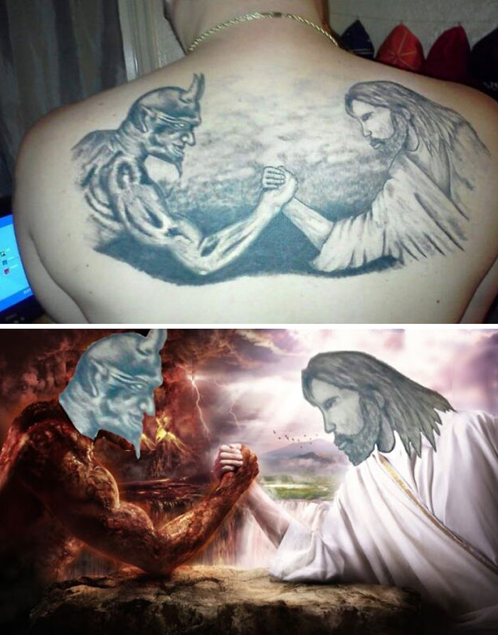 Jesus Arm-Wrestling With Satan