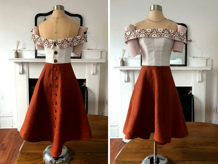 I Designed, Drafted, And Sewed This Dress As A School Project. It's Inspired By The Ruins Of Pompeii