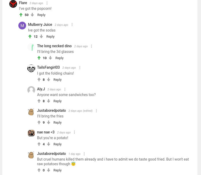 Somehow The Party Planning Became A Discussion On Whether Potatoes Can Eat Fries