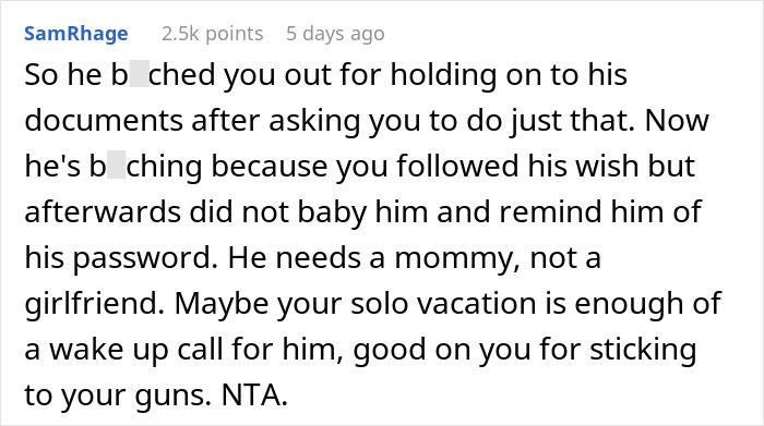 Person Boards Flight Without Their Boyfriend After He Forgets His Passport, Despite Being Reminded, And Blames It On Them