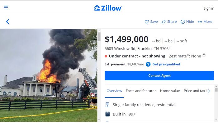 Honest Listing On Zillow Of A Property In Flames, Shared By This Landlord, Got Bought By A British Family