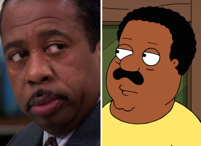 Cleveland Brown and a picture of Stanley from The Office 