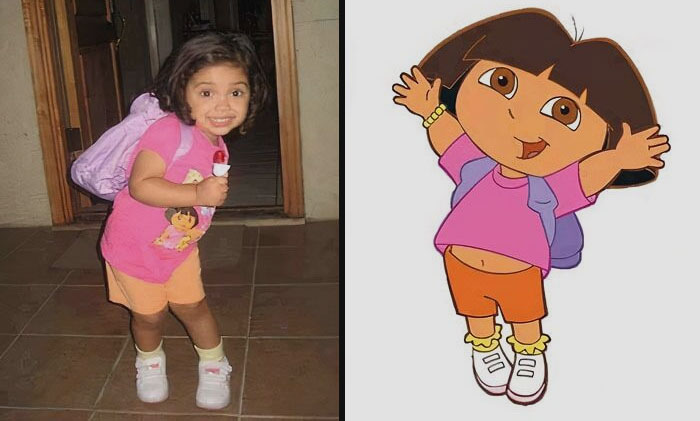 Dora The Explorer and similar looking girl smiling 