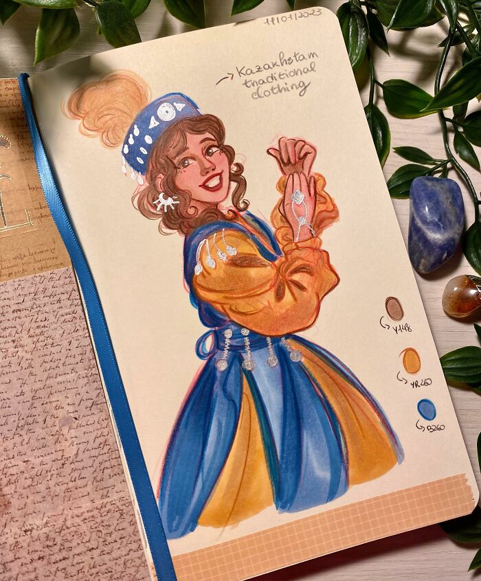Drew Some Traditional Kazakhstan Clothes That I Found On Pinterest