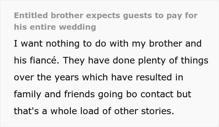 Brother Expects Guests To Pay For His Wedding, Is Shocked And Mad When They Start Dropping Out
