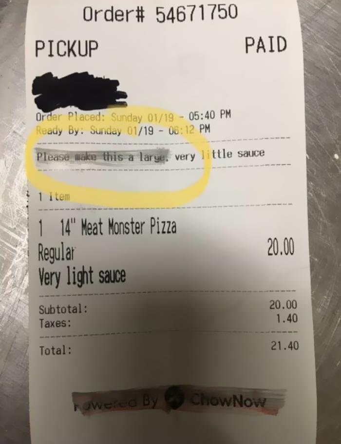 Someone Ordered And Paid For A Medium Pizza At Our Work And Asked Us To Make It A Large In The Notes