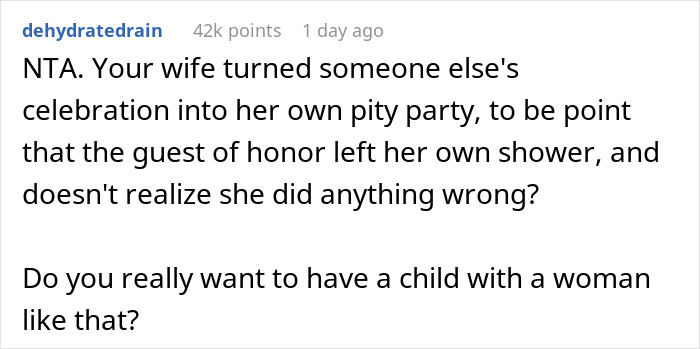 Man Asks If He's A Jerk For Calling Out Wife After She Ruined Her Friend's Baby Shower Man Asks If He's A Jerk For Calling Out Wife After She Ruined Her Friend's Baby Shower