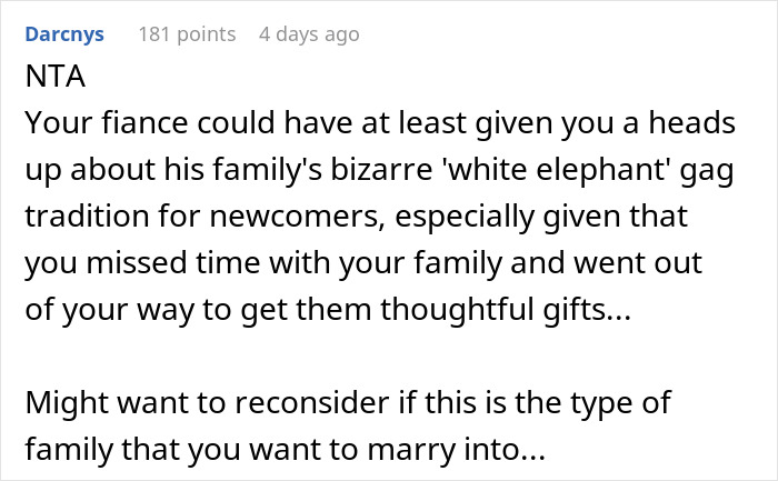 Person Goes To Celebrate Christmas With Fianc&eacute;'s Family For The First Time, Loses It After Getting 18 Pieces Of Coal As Gifts