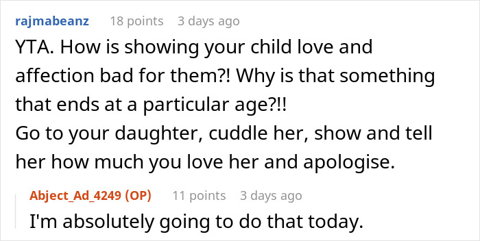 Mom Tells Her 11 Y.O. Daughter That She&rsquo;s &ldquo;Too Old&rdquo; To Cuddle, The Girl Stops Talking To Her Unless Asked