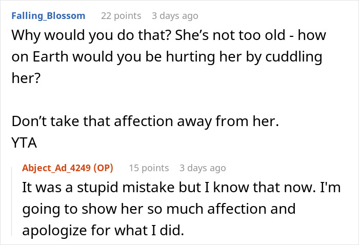 Mom Tells Her 11 Y.O. Daughter That She&rsquo;s &ldquo;Too Old&rdquo; To Cuddle, The Girl Stops Talking To Her Unless Asked