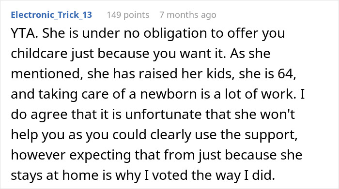 Retired Mom Refuses To Babysit Daughter's Newborn For Free, Daughter Turns To The Internet For Support But Gets A Reality Check Instead Retired Mom Refuses To Babysit Daughter's Newborn For Free, Daughter Turns To The Internet For Support But Gets A Reality Check Instead