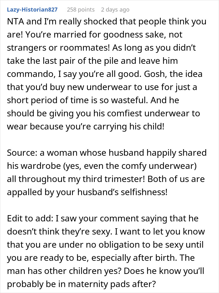 Husband Flips Out At Pregnant Wife For Borrowing His Underwear, Wife Left Confused About What's The Real Reason