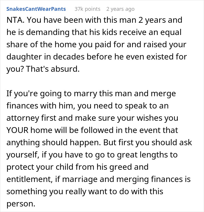 Woman Says It&rsquo;s &lsquo;Non-Negotiable&rsquo; That Her Daughter Inherits Her $1M House, Partner Of 2 Years Disagrees