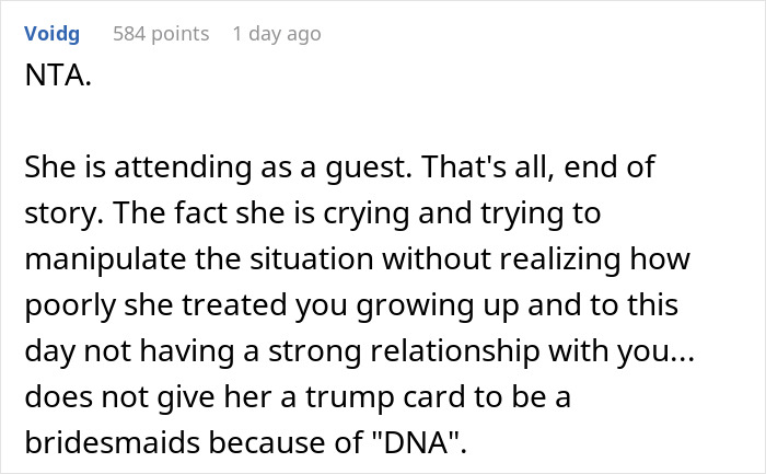 "I Had To Be In Therapy For Years Because Of Her": Woman Gets Told Off By Family For Not Wanting Her Twin Sister To Be Her Bridesmaid "I Had To Be In Therapy For Years Because Of Her": Woman Gets Told Off By Family For Not Wanting Her Twin Sister To Be Her Bridesmaid