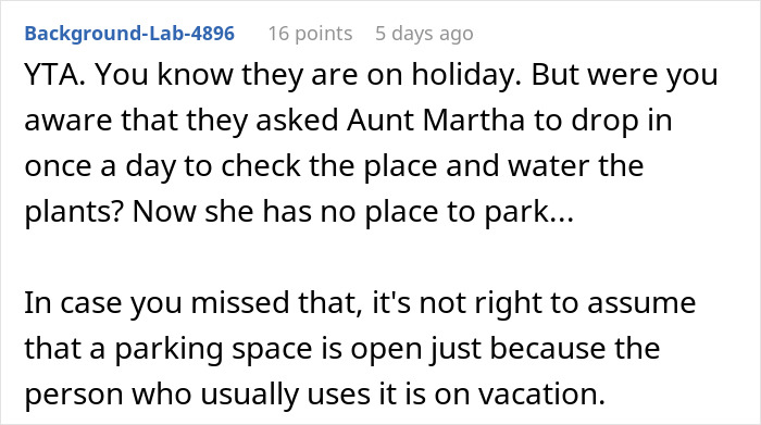 Person Doesn&rsquo;t See A Problem With Briefly Using Their Neighbors&rsquo; Driveway While They&rsquo;re Away On Holiday