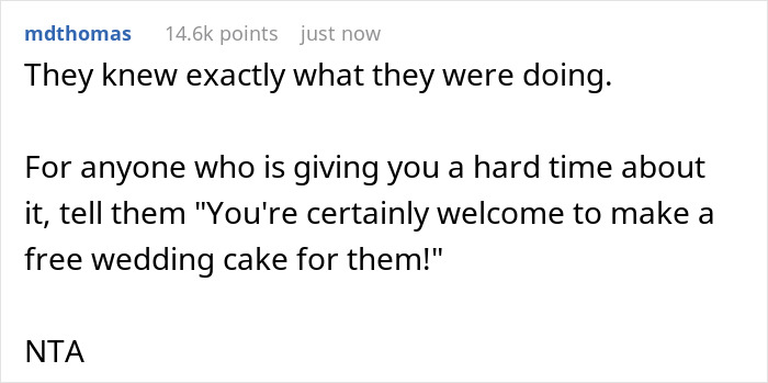 Brother Left Without Wedding Cake Because Sister Wouldn&rsquo;t Do It For Free After He Promised To Pay $400