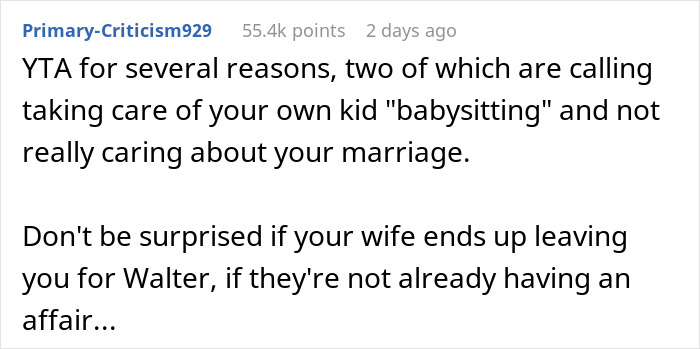 "You're Gonna Lose Her": Dad Expects To Be Paid For Babysitting Daughter While His Wife Hangs Out With Neighbor, The Internet Gives Him A Reality Check "You're Gonna Lose Her": Dad Expects To Be Paid For Babysitting Daughter While His Wife Hangs Out With Neighbor, The Internet Gives Him A Reality Check