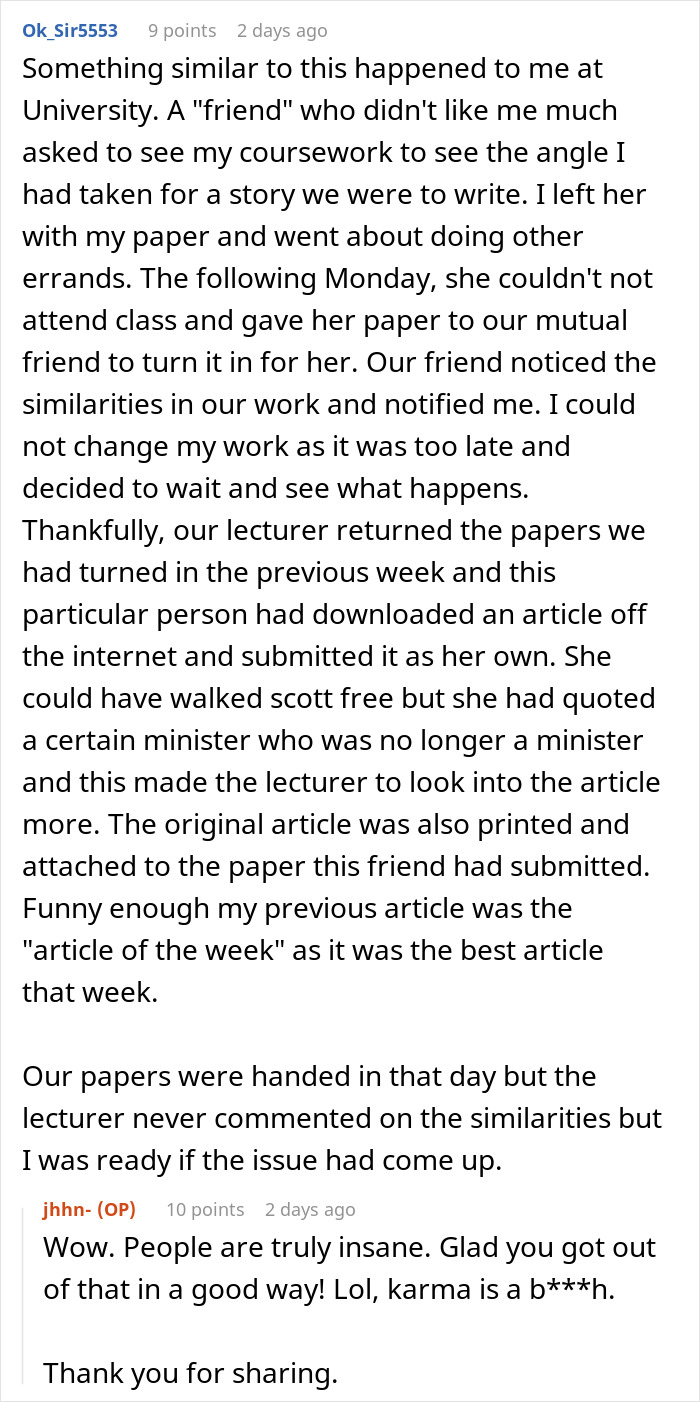 &ldquo;[Am I The Jerk] For Snitching And Causing My Friend To Lose Her Scholarship/Dream College Acceptance?&rdquo;