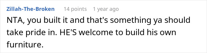 Wife Builds And Sets Up Furniture All By Herself, Husband Has A Problem With Her Taking Credit For It