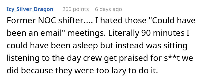 &ldquo;No One Thinks About The Night Crew&rdquo;: Worker Who Starts Shift At 4 PM Finds A Way To Maliciously Comply And Not Attend 10 AM Meetings