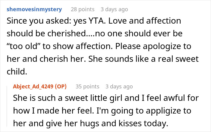 Mom Tells Her 11 Y.O. Daughter That She&rsquo;s &ldquo;Too Old&rdquo; To Cuddle, The Girl Stops Talking To Her Unless Asked