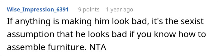 Wife Builds And Sets Up Furniture All By Herself, Husband Has A Problem With Her Taking Credit For It