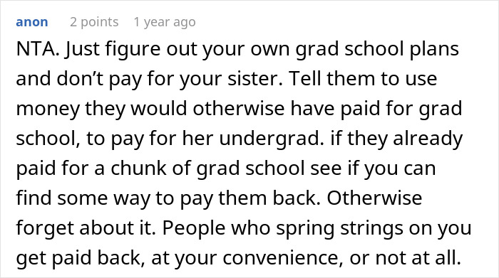 &ldquo;They Then Called Me A Jerk&rdquo;: Person Refuses Parents&rsquo; Request To Pay For Their Sister&rsquo;s College Tuition And Fees
