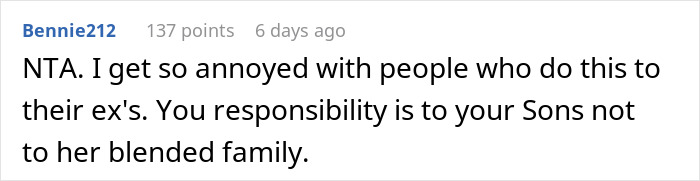 &ldquo;AITA For Telling My Ex-Wife I Don&rsquo;t Care If She And Her Family Starve, That I Am Just Responsible For Our Sons?&rdquo;