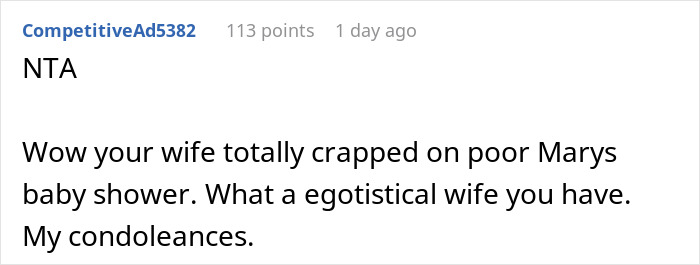Man Asks If He's A Jerk For Calling Out Wife After She Ruined Her Friend's Baby Shower Man Asks If He's A Jerk For Calling Out Wife After She Ruined Her Friend's Baby Shower