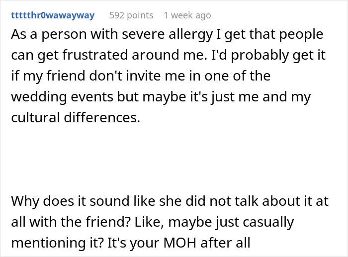 Web Users Are Flabbergasted After Learning ‘Bridezilla’ Is Eager To Serve Seafood At Wedding Despite Best Friend’s Severe Allergy Web Users Are Flabbergasted After Learning ‘Bridezilla’ Is Eager To Serve Seafood At Wedding Despite Best Friend’s Severe Allergy
